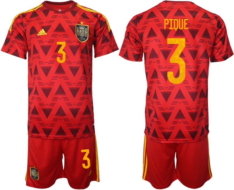 Men 2022 World Cup National Team Spain home red #3 Soccer Jersey